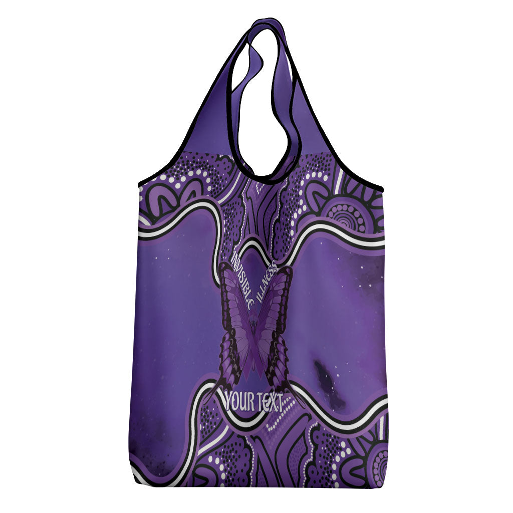 Australia Lupus Support Month Personalised Grocery Bag Butterfly Purple Ribbon Invisible Illness Indigenous Art