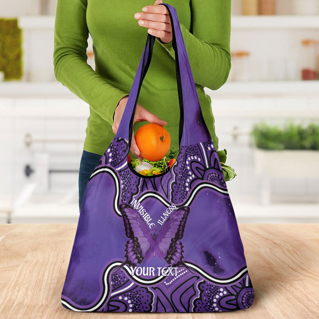 Australia Lupus Support Month Personalised Grocery Bag Butterfly Purple Ribbon Invisible Illness Indigenous Art