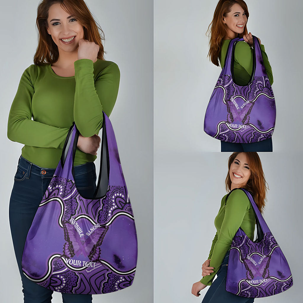 Australia Lupus Support Month Personalised Grocery Bag Butterfly Purple Ribbon Invisible Illness Indigenous Art