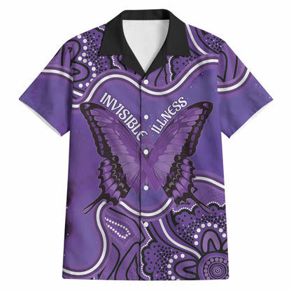 Australia Lupus Support Month Personalised Hawaiian Shirt Butterfly Purple Ribbon Invisible Illness Indigenous Art