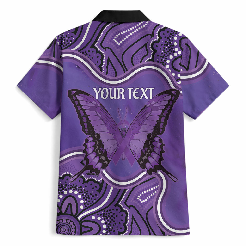 Australia Lupus Support Month Personalised Hawaiian Shirt Butterfly Purple Ribbon Invisible Illness Indigenous Art