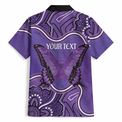 Australia Lupus Support Month Personalised Hawaiian Shirt Butterfly Purple Ribbon Invisible Illness Indigenous Art