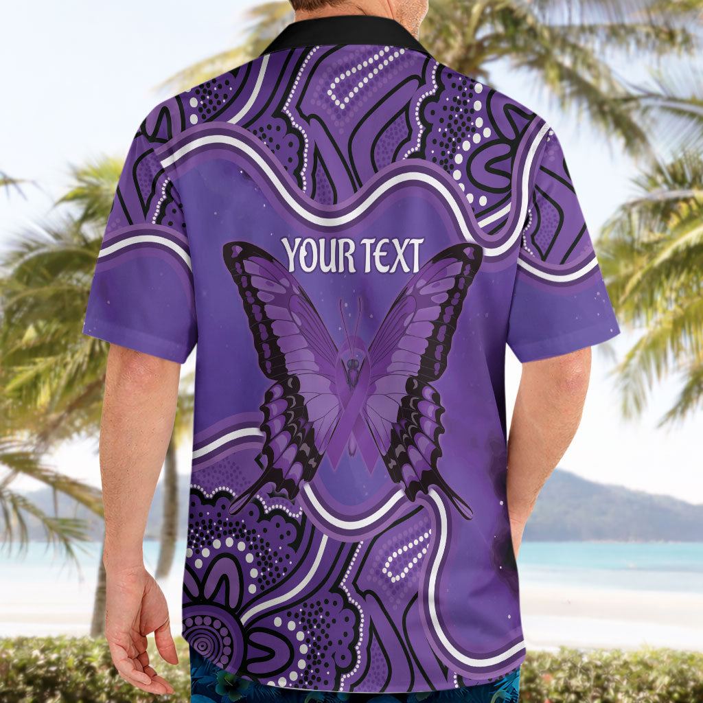 Australia Lupus Support Month Personalised Hawaiian Shirt Butterfly Purple Ribbon Invisible Illness Indigenous Art