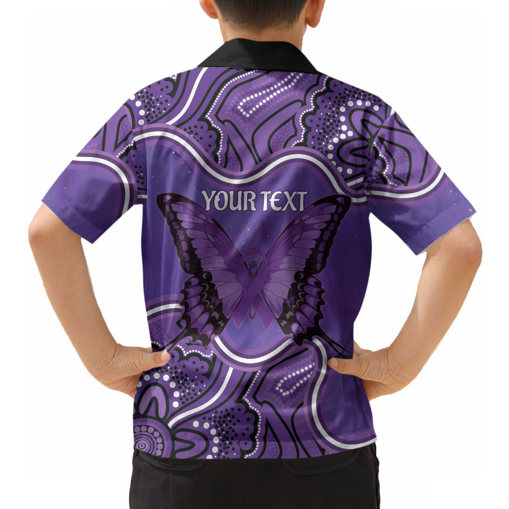 Australia Lupus Support Month Personalised Hawaiian Shirt Butterfly Purple Ribbon Invisible Illness Indigenous Art