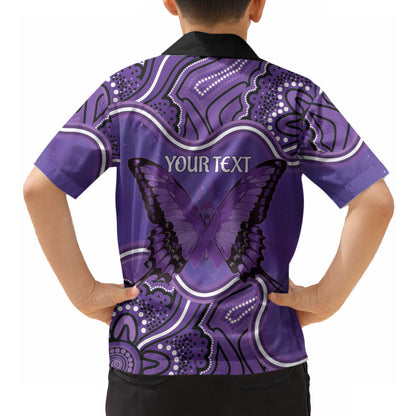 Australia Lupus Support Month Personalised Hawaiian Shirt Butterfly Purple Ribbon Invisible Illness Indigenous Art