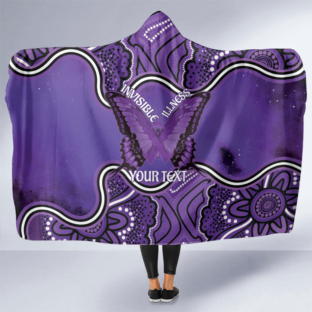 Australia Lupus Support Month Personalised Hooded Blanket Butterfly Purple Ribbon Invisible Illness Indigenous Art