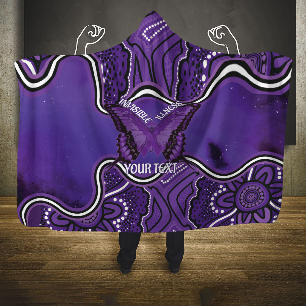 Australia Lupus Support Month Personalised Hooded Blanket Butterfly Purple Ribbon Invisible Illness Indigenous Art