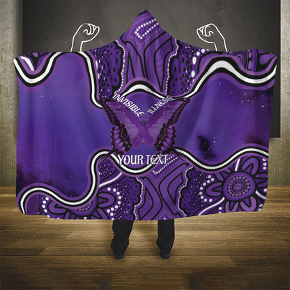 Australia Lupus Support Month Personalised Hooded Blanket Butterfly Purple Ribbon Invisible Illness Indigenous Art