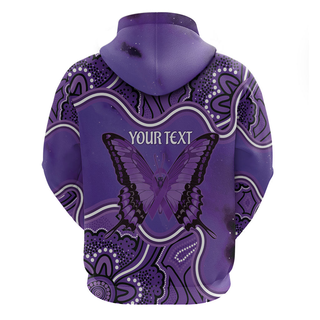 Australia Lupus Support Month Personalised Hoodie Butterfly Purple Ribbon Invisible Illness Indigenous Art