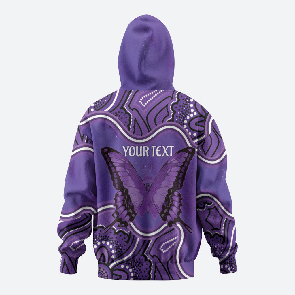 Australia Lupus Support Month Personalised Hoodie Butterfly Purple Ribbon Invisible Illness Indigenous Art