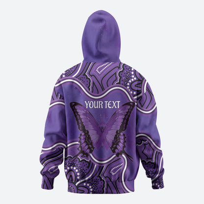 Australia Lupus Support Month Personalised Hoodie Butterfly Purple Ribbon Invisible Illness Indigenous Art