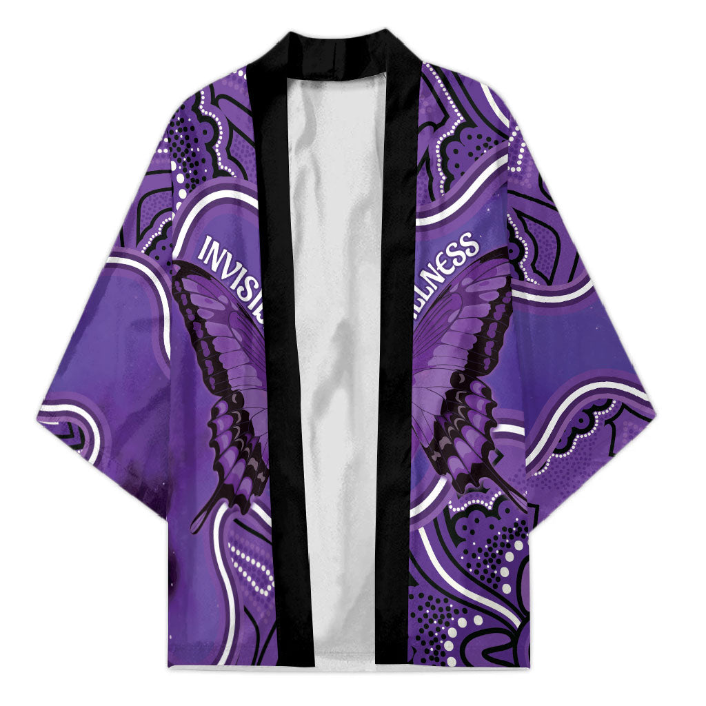 Australia Lupus Support Month Personalised Kimono Butterfly Purple Ribbon Invisible Illness Indigenous Art