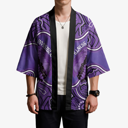 Australia Lupus Support Month Personalised Kimono Butterfly Purple Ribbon Invisible Illness Indigenous Art