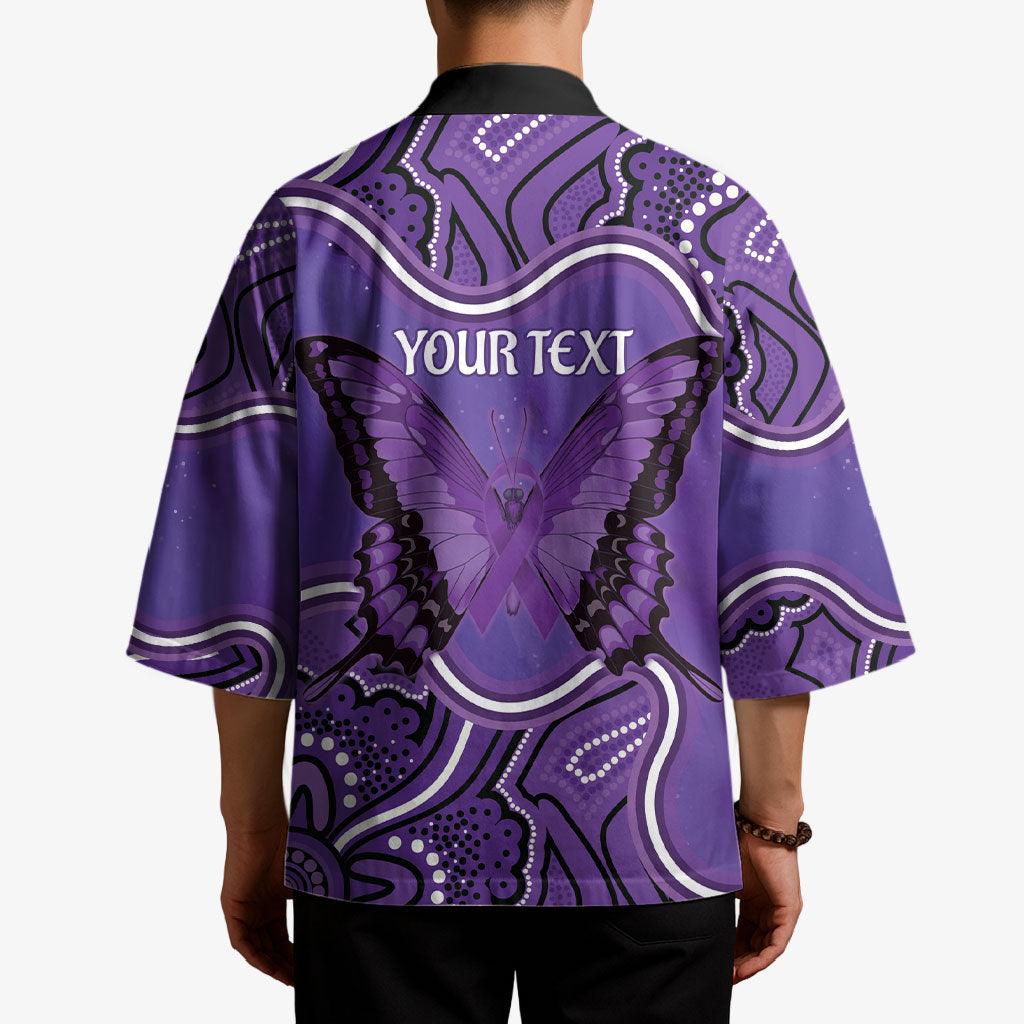 Australia Lupus Support Month Personalised Kimono Butterfly Purple Ribbon Invisible Illness Indigenous Art