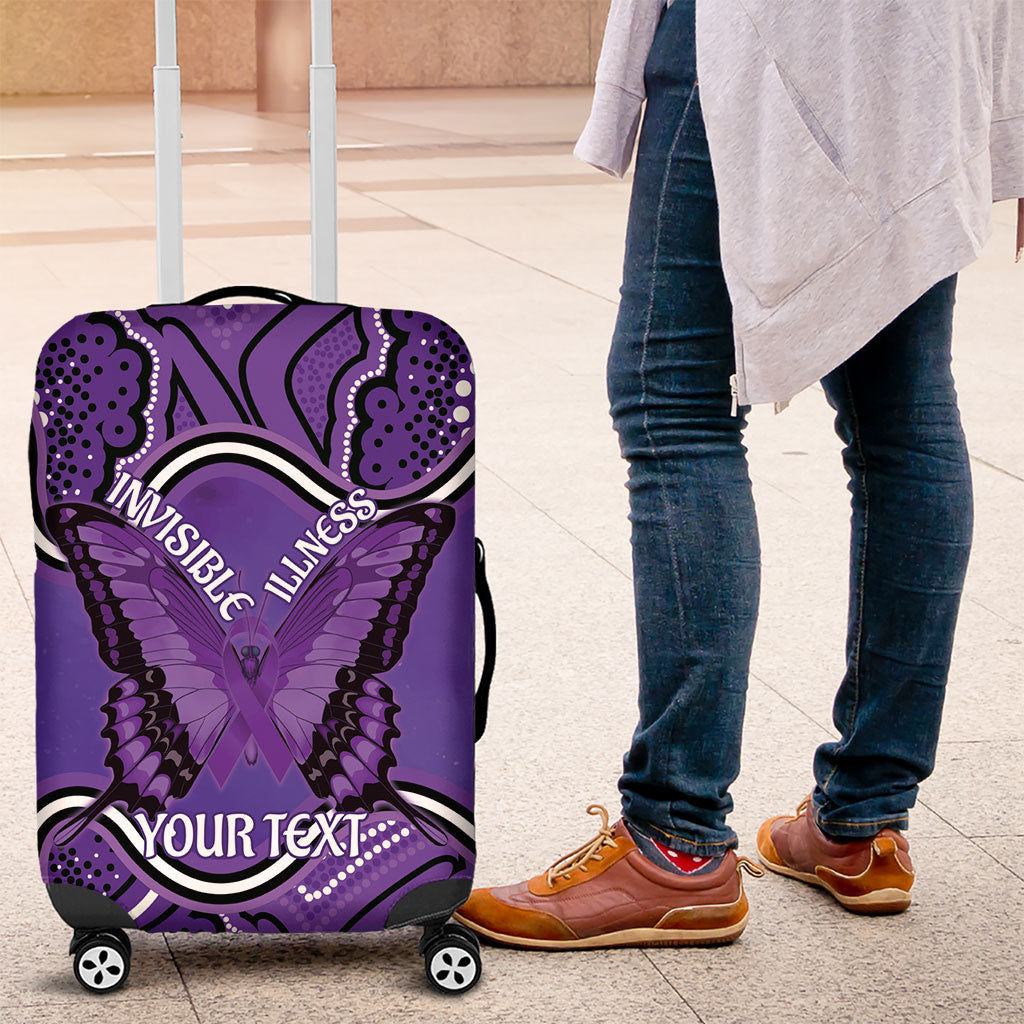 Australia Lupus Support Month Personalised Luggage Cover Butterfly Purple Ribbon Invisible Illness Indigenous Art