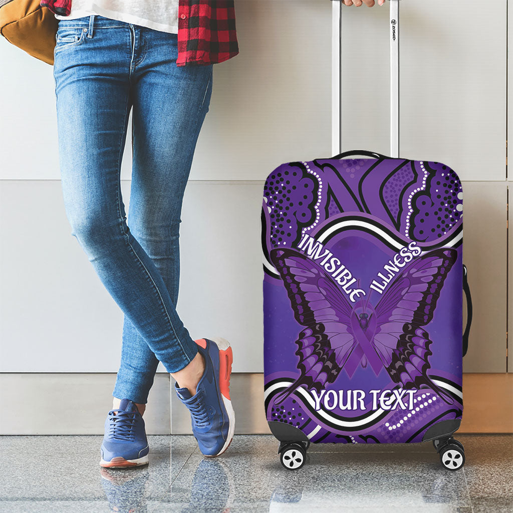 Australia Lupus Support Month Personalised Luggage Cover Butterfly Purple Ribbon Invisible Illness Indigenous Art