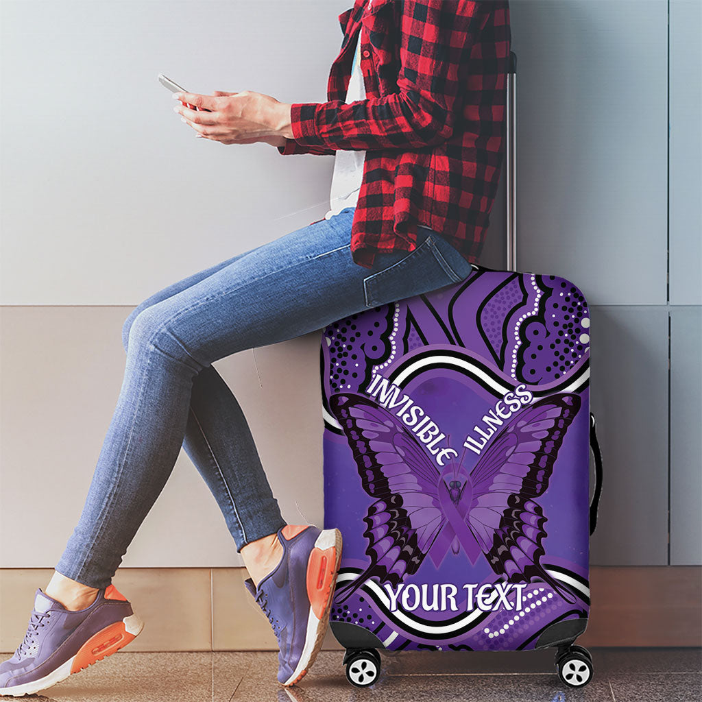 Australia Lupus Support Month Personalised Luggage Cover Butterfly Purple Ribbon Invisible Illness Indigenous Art