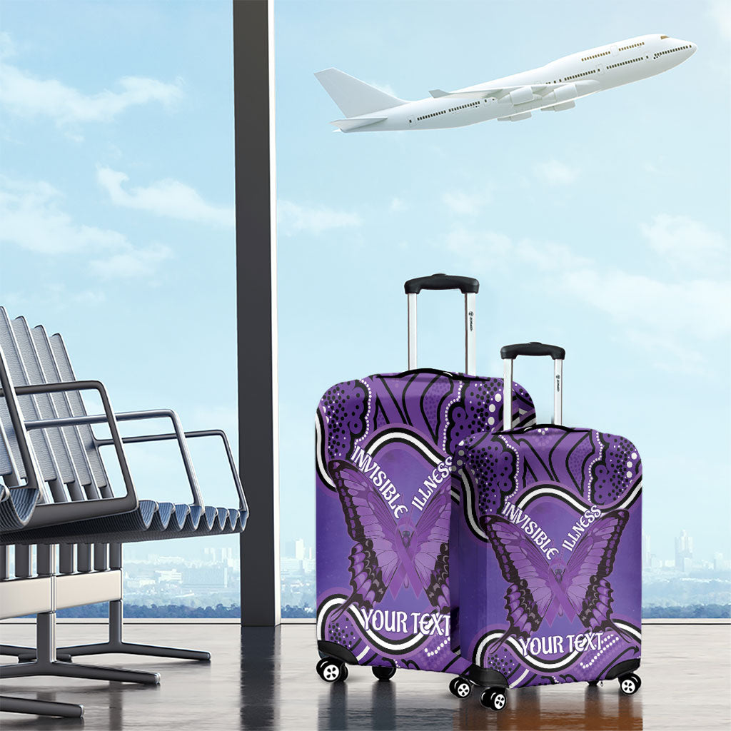 Australia Lupus Support Month Personalised Luggage Cover Butterfly Purple Ribbon Invisible Illness Indigenous Art