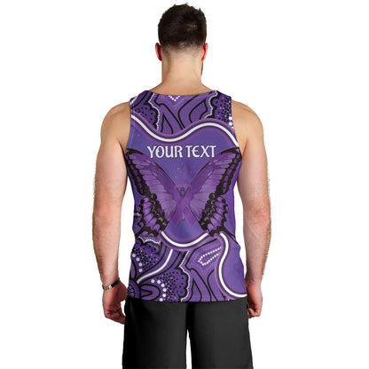 Australia Lupus Support Month Personalised Men Tank Top Butterfly Purple Ribbon Invisible Illness Indigenous Art
