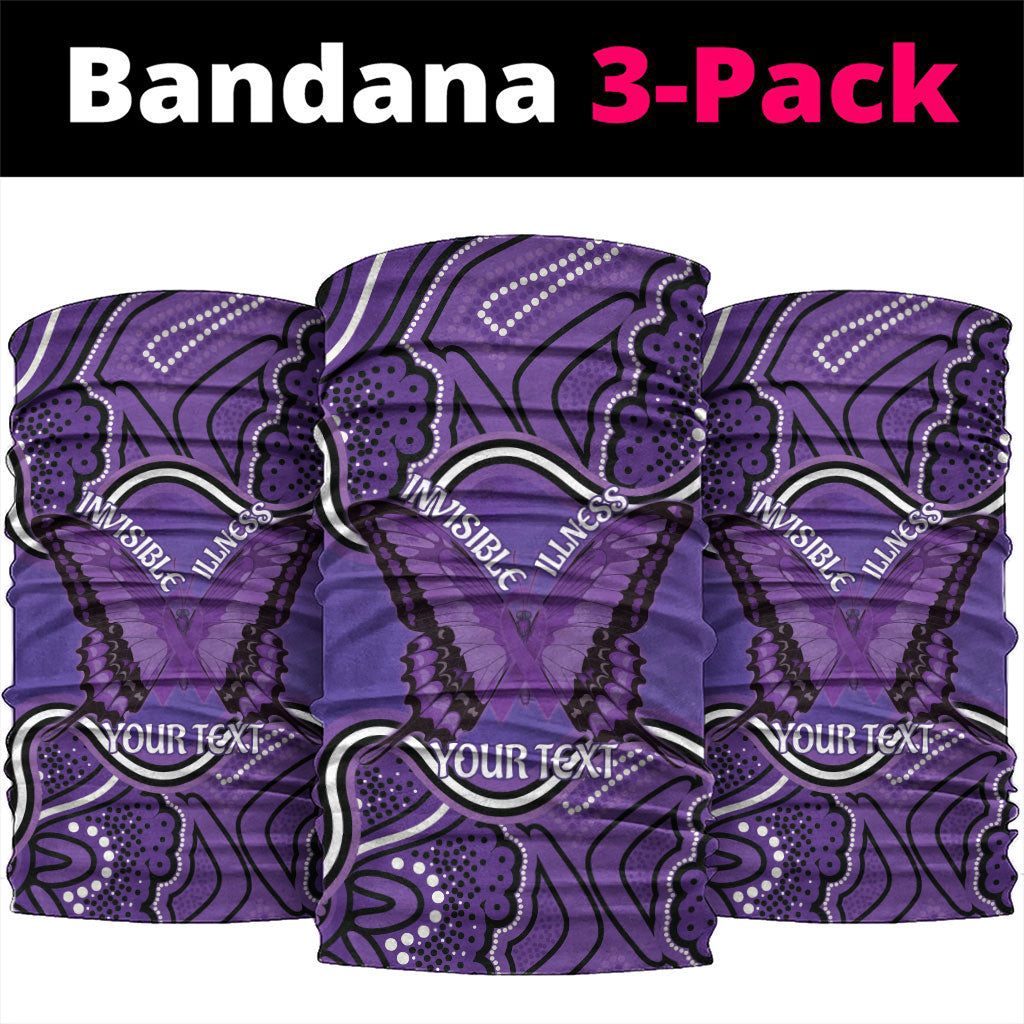 Australia Lupus Support Month Personalised Neck Gaiter Butterfly Purple Ribbon Invisible Illness Indigenous Art