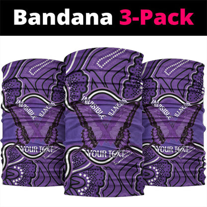 Australia Lupus Support Month Personalised Neck Gaiter Butterfly Purple Ribbon Invisible Illness Indigenous Art