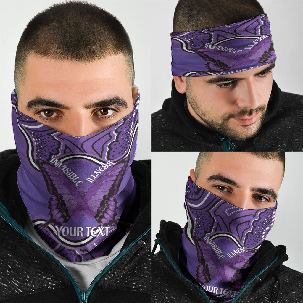 Australia Lupus Support Month Personalised Neck Gaiter Butterfly Purple Ribbon Invisible Illness Indigenous Art