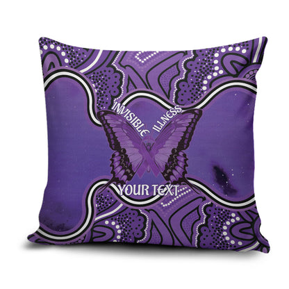 Australia Lupus Support Month Personalised Pillow Cover Butterfly Purple Ribbon Invisible Illness Indigenous Art