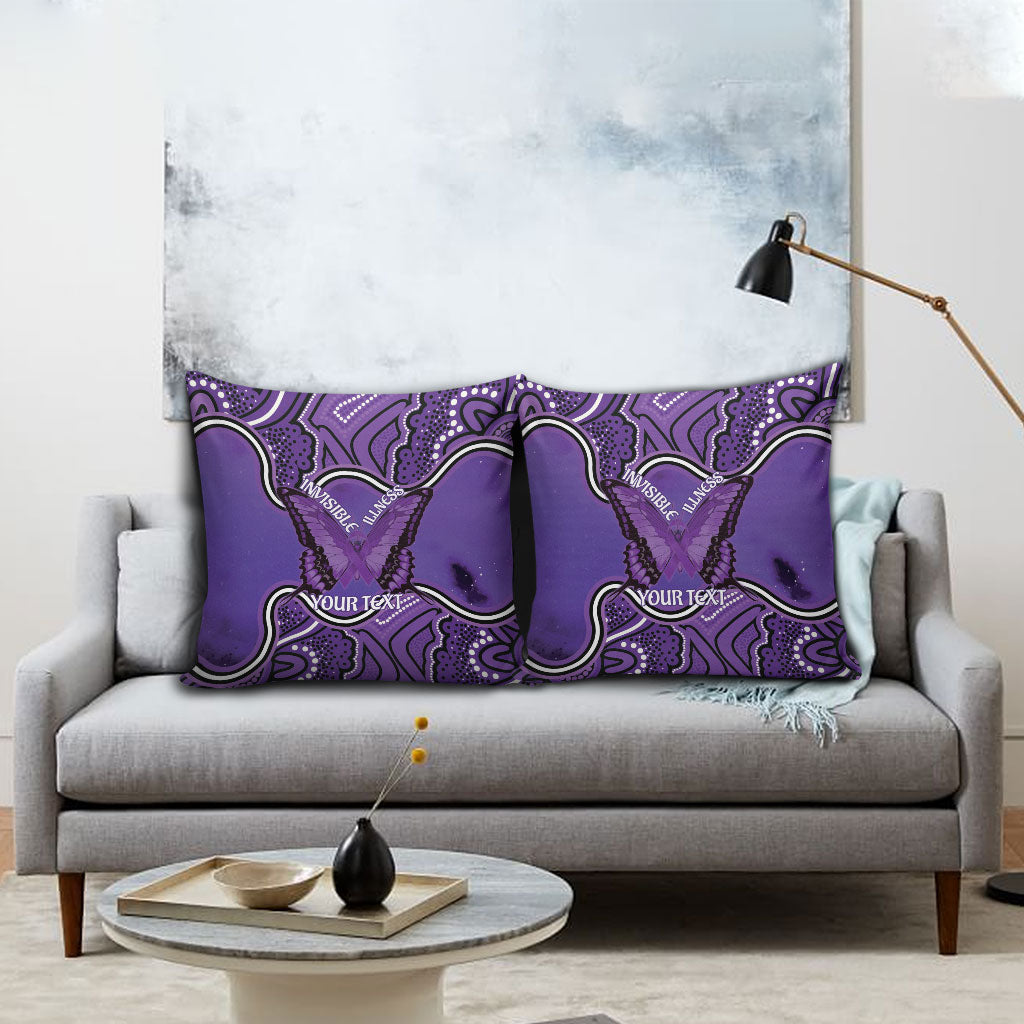 Australia Lupus Support Month Personalised Pillow Cover Butterfly Purple Ribbon Invisible Illness Indigenous Art