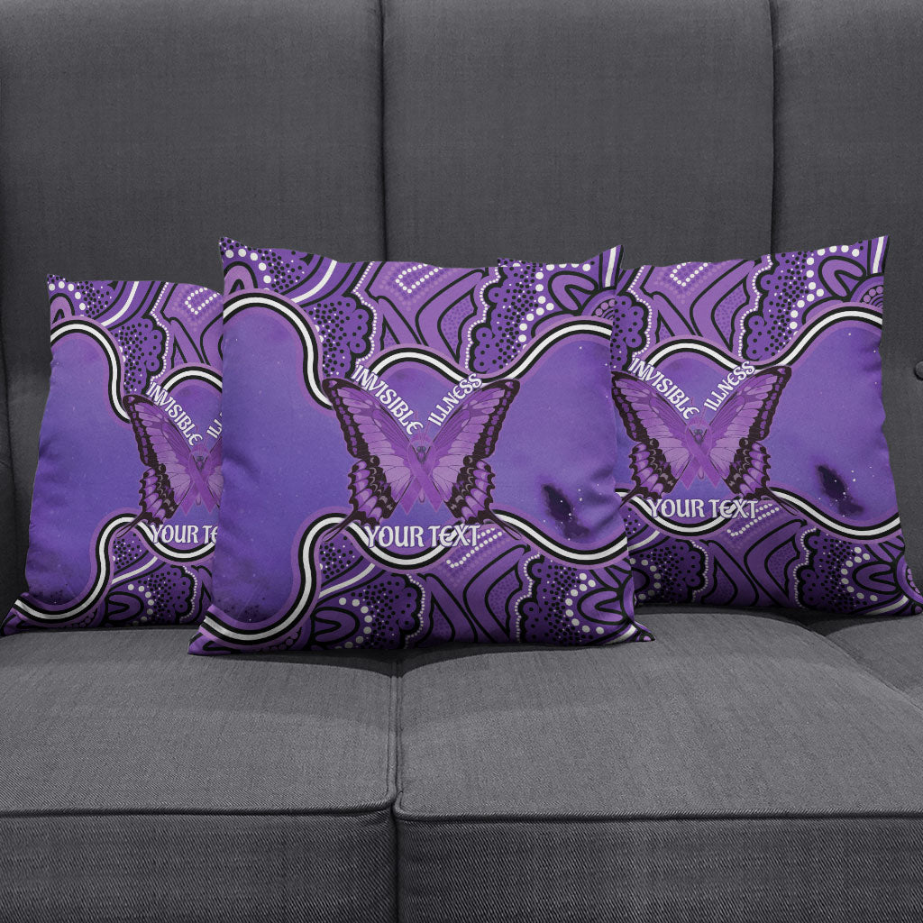 Australia Lupus Support Month Personalised Pillow Cover Butterfly Purple Ribbon Invisible Illness Indigenous Art