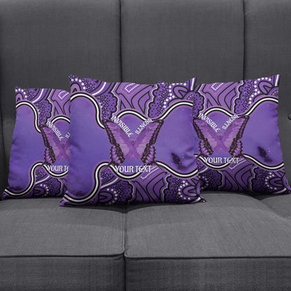 Australia Lupus Support Month Personalised Pillow Cover Butterfly Purple Ribbon Invisible Illness Indigenous Art