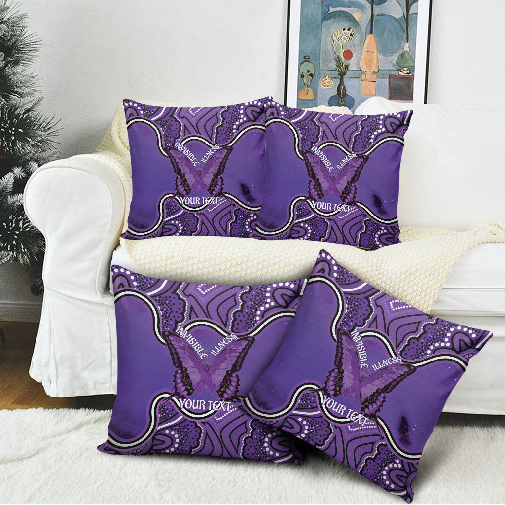 Australia Lupus Support Month Personalised Pillow Cover Butterfly Purple Ribbon Invisible Illness Indigenous Art