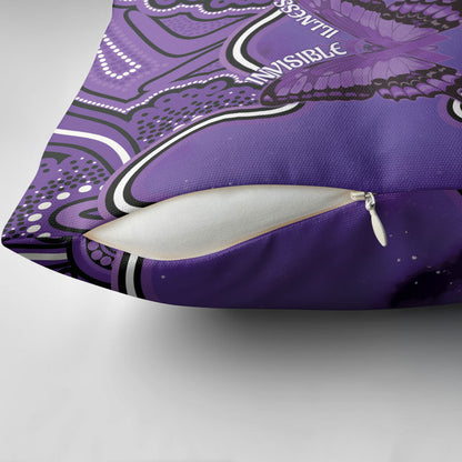 Australia Lupus Support Month Personalised Pillow Cover Butterfly Purple Ribbon Invisible Illness Indigenous Art