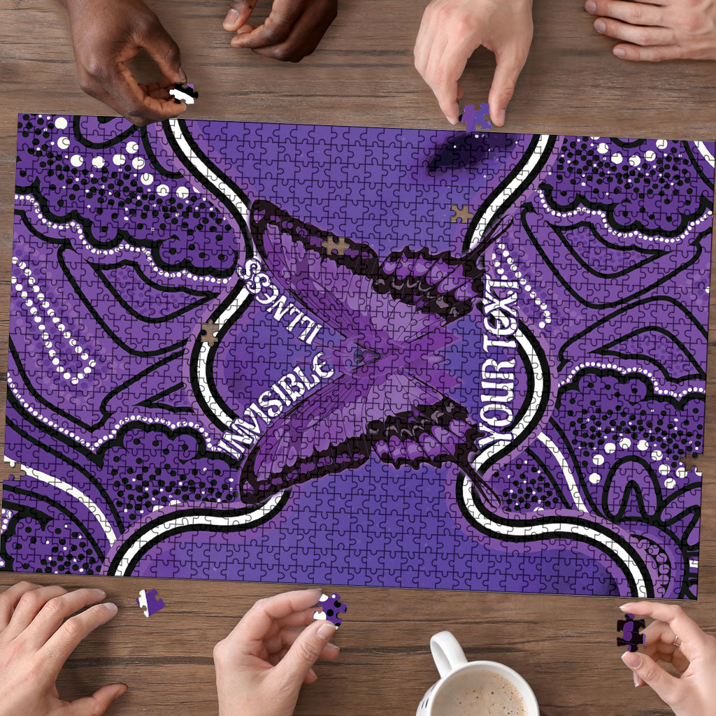 Australia Lupus Support Month Personalised Puzzle Butterfly Purple Ribbon Invisible Illness Indigenous Art
