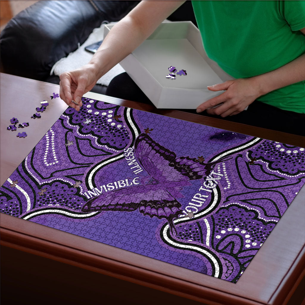 Australia Lupus Support Month Personalised Puzzle Butterfly Purple Ribbon Invisible Illness Indigenous Art