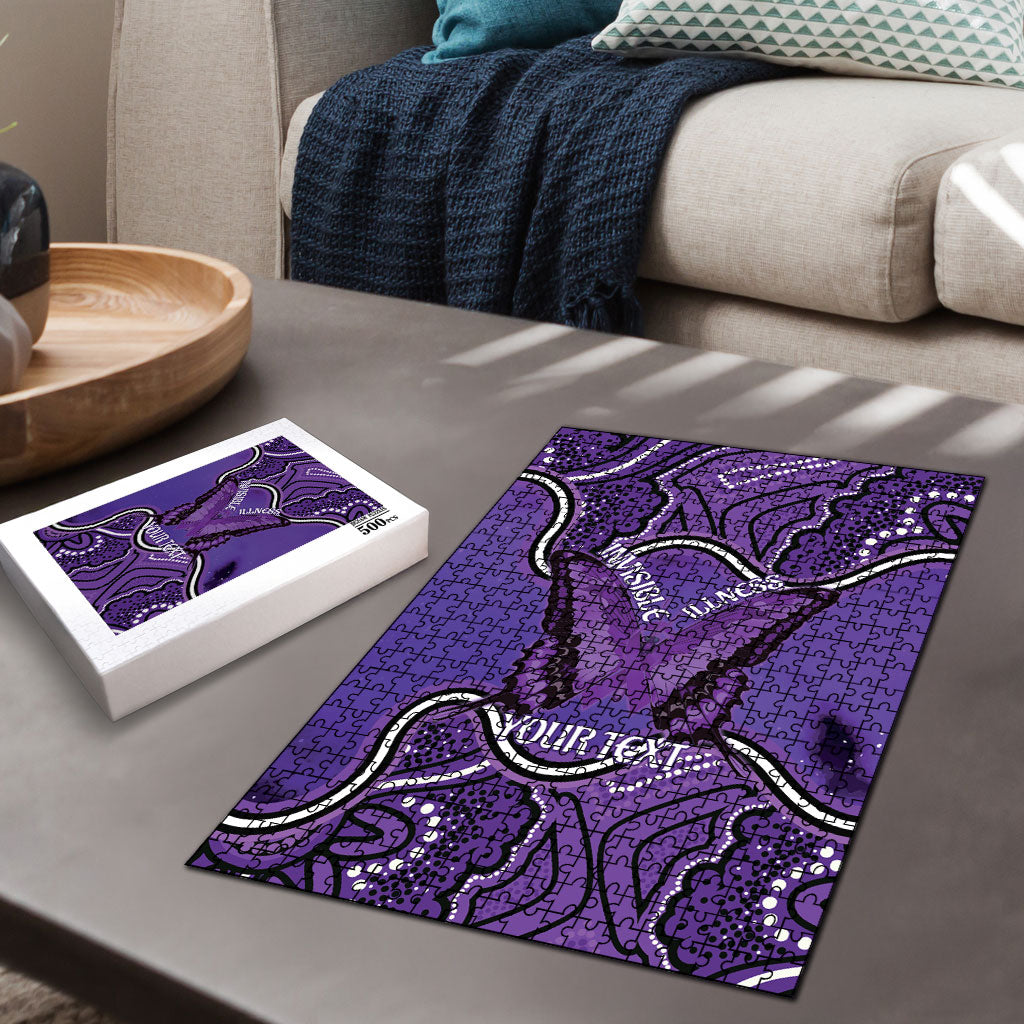 Australia Lupus Support Month Personalised Puzzle Butterfly Purple Ribbon Invisible Illness Indigenous Art