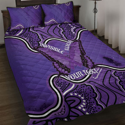 Australia Lupus Support Month Personalised Quilt Bed Set Butterfly Purple Ribbon Invisible Illness Indigenous Art
