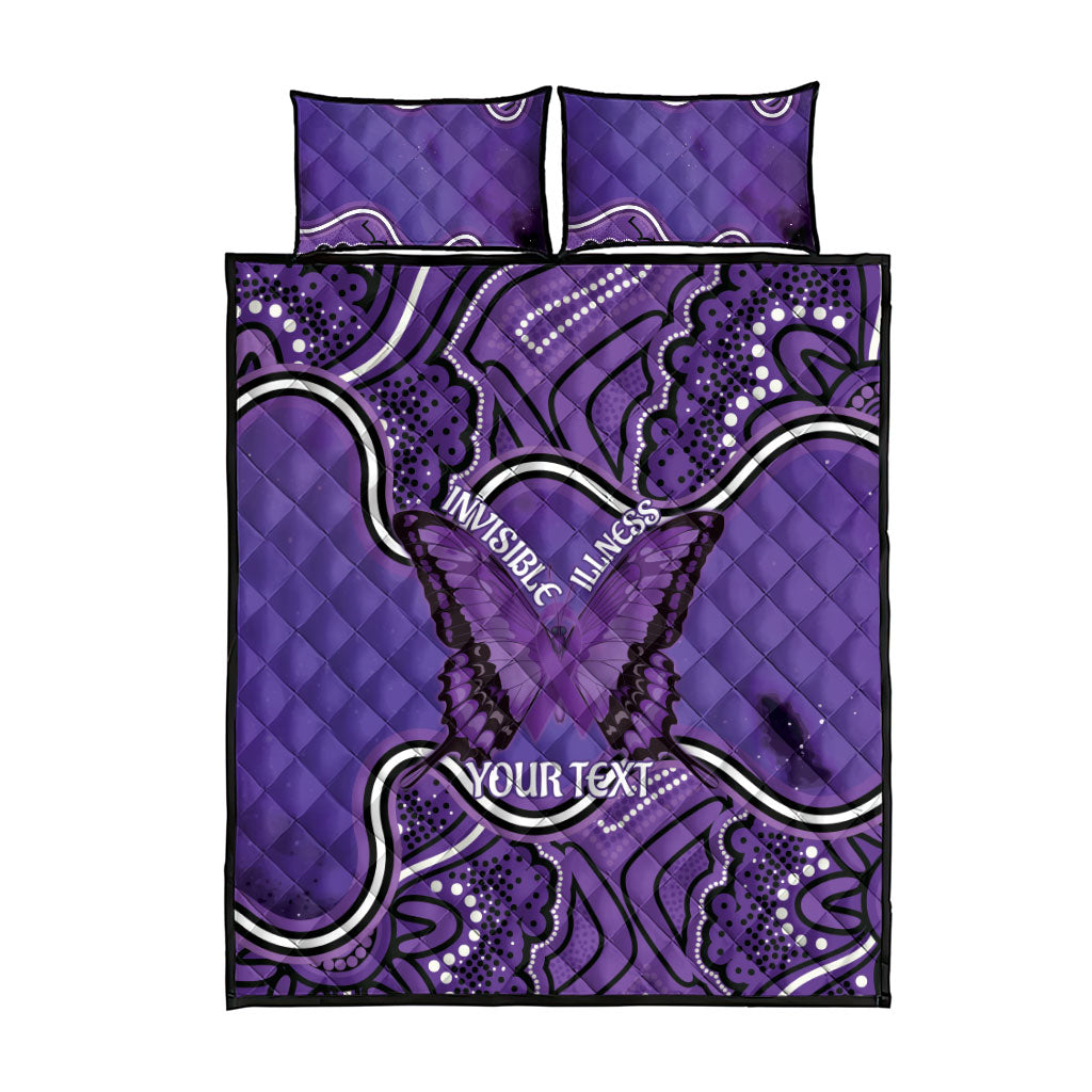 Australia Lupus Support Month Personalised Quilt Bed Set Butterfly Purple Ribbon Invisible Illness Indigenous Art