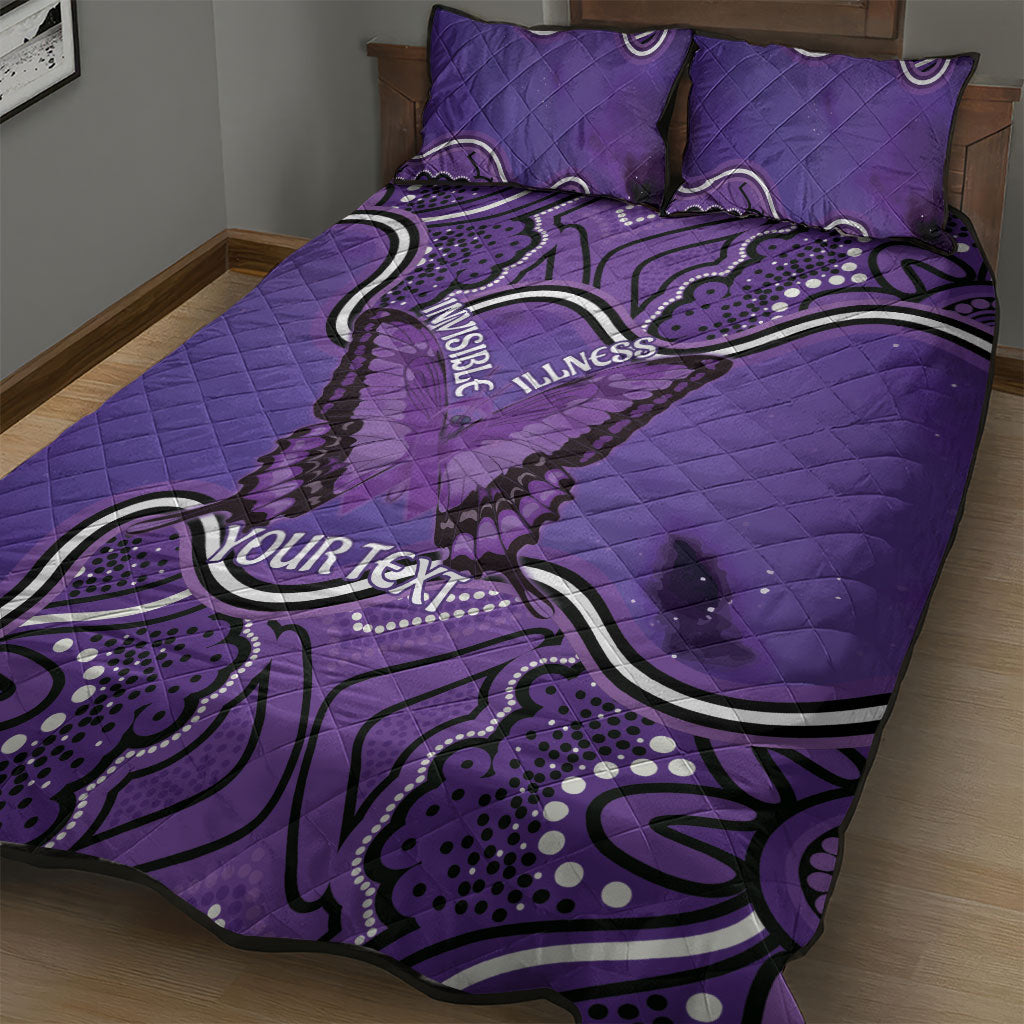 Australia Lupus Support Month Personalised Quilt Bed Set Butterfly Purple Ribbon Invisible Illness Indigenous Art