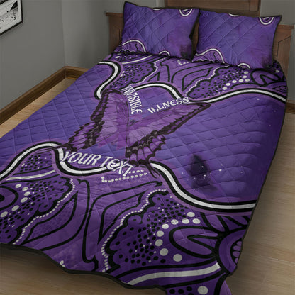 Australia Lupus Support Month Personalised Quilt Bed Set Butterfly Purple Ribbon Invisible Illness Indigenous Art