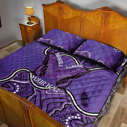 Australia Lupus Support Month Personalised Quilt Bed Set Butterfly Purple Ribbon Invisible Illness Indigenous Art