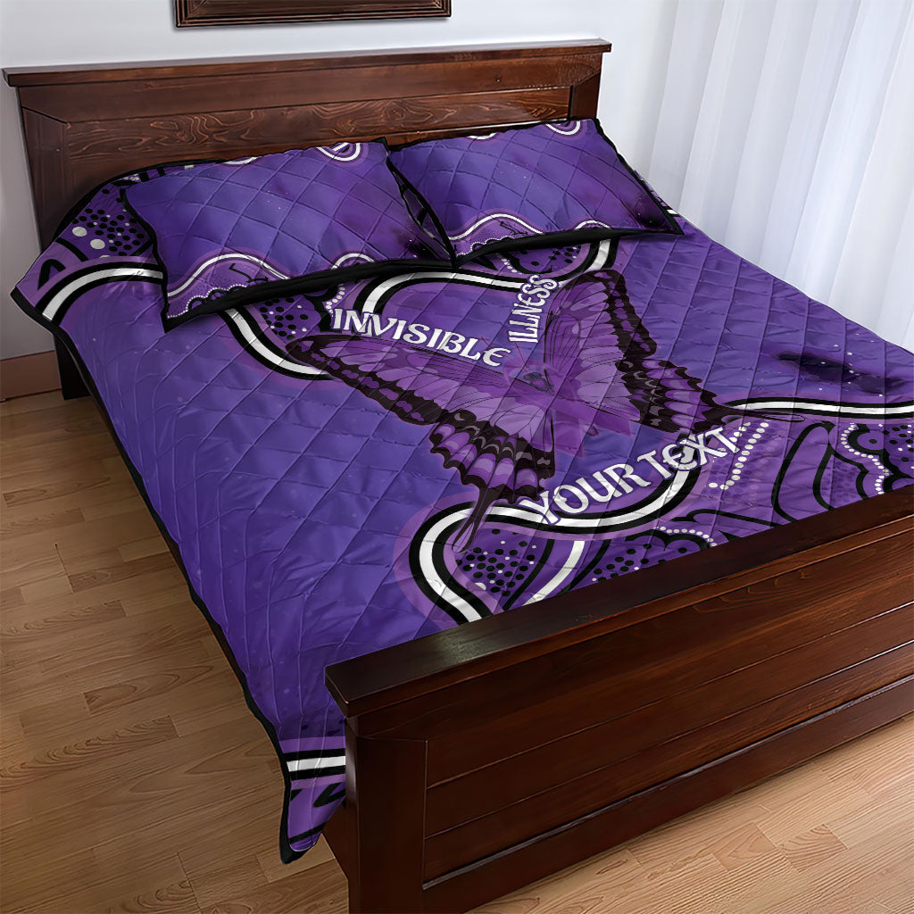 Australia Lupus Support Month Personalised Quilt Bed Set Butterfly Purple Ribbon Invisible Illness Indigenous Art