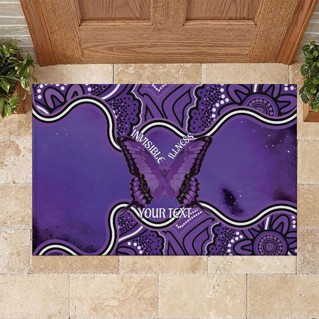 Australia Lupus Support Month Personalised Rubber Doormat Butterfly Purple Ribbon Invisible Illness Indigenous Art