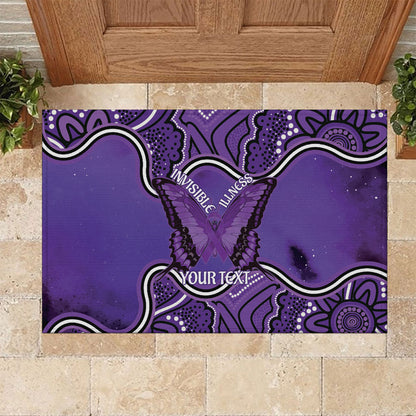 Australia Lupus Support Month Personalised Rubber Doormat Butterfly Purple Ribbon Invisible Illness Indigenous Art