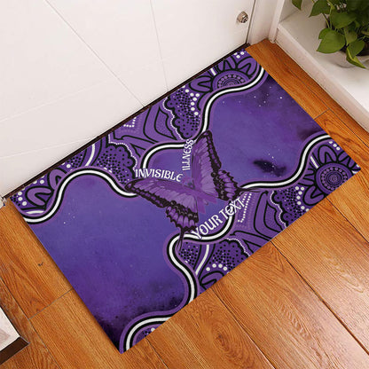 Australia Lupus Support Month Personalised Rubber Doormat Butterfly Purple Ribbon Invisible Illness Indigenous Art