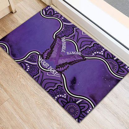 Australia Lupus Support Month Personalised Rubber Doormat Butterfly Purple Ribbon Invisible Illness Indigenous Art