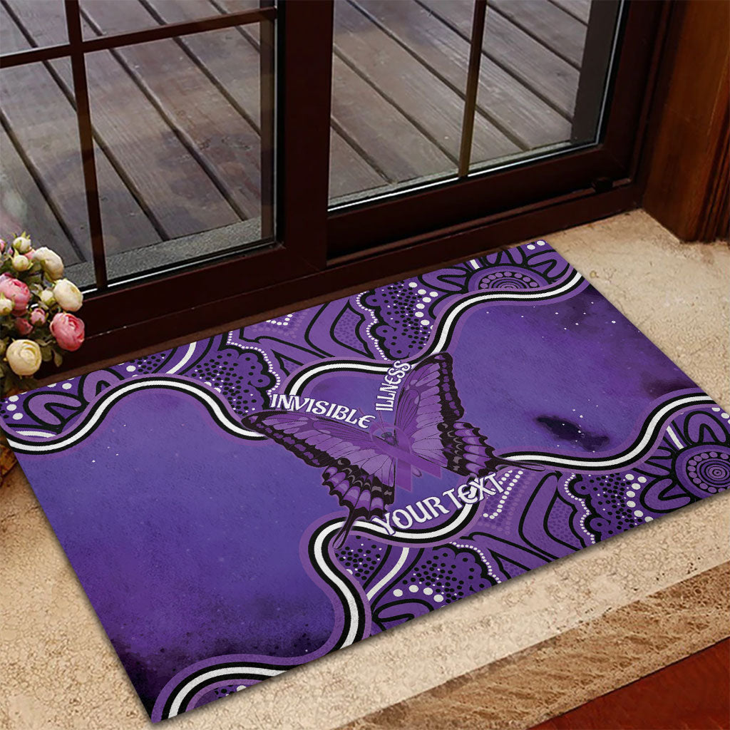 Australia Lupus Support Month Personalised Rubber Doormat Butterfly Purple Ribbon Invisible Illness Indigenous Art