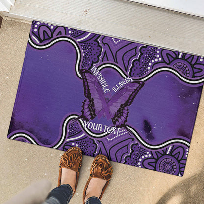 Australia Lupus Support Month Personalised Rubber Doormat Butterfly Purple Ribbon Invisible Illness Indigenous Art