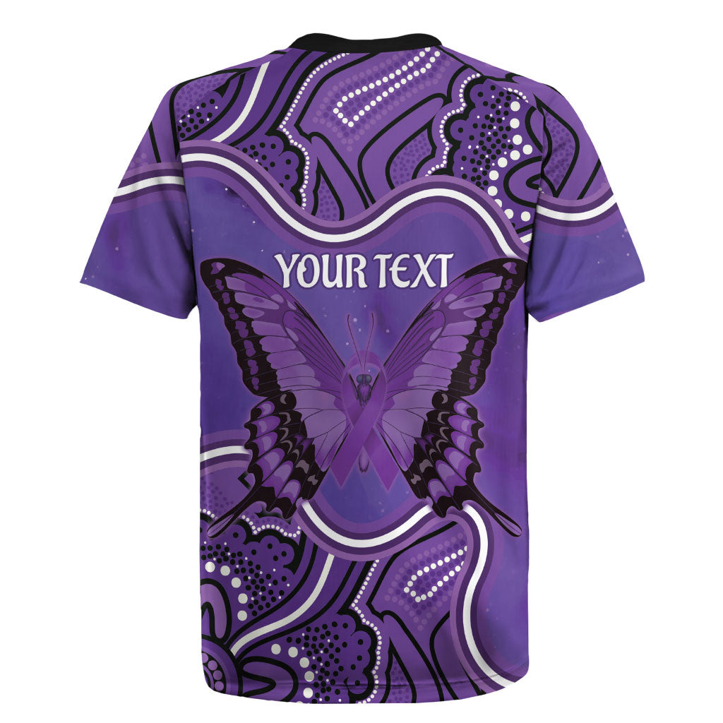 Australia Lupus Support Month Personalised Rugby Jersey Butterfly Purple Ribbon Invisible Illness Indigenous Art