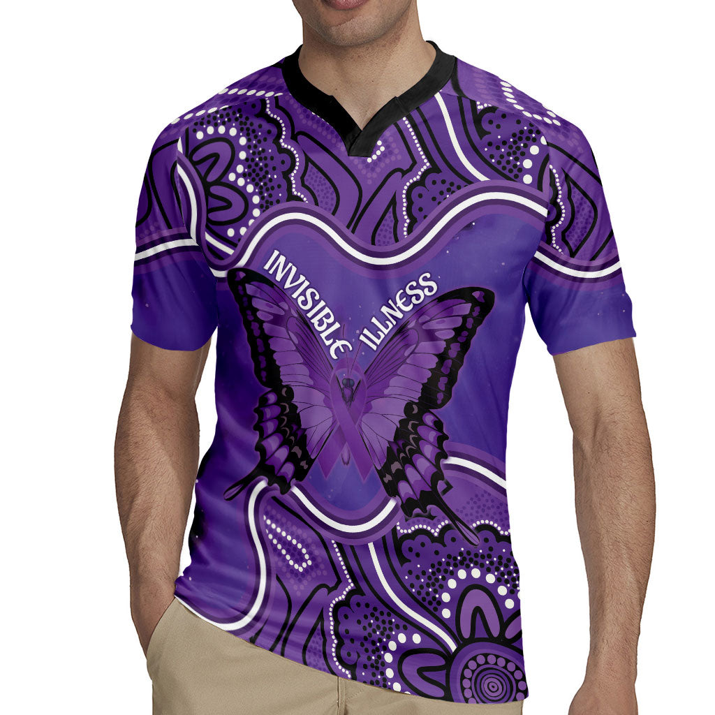 Australia Lupus Support Month Personalised Rugby Jersey Butterfly Purple Ribbon Invisible Illness Indigenous Art