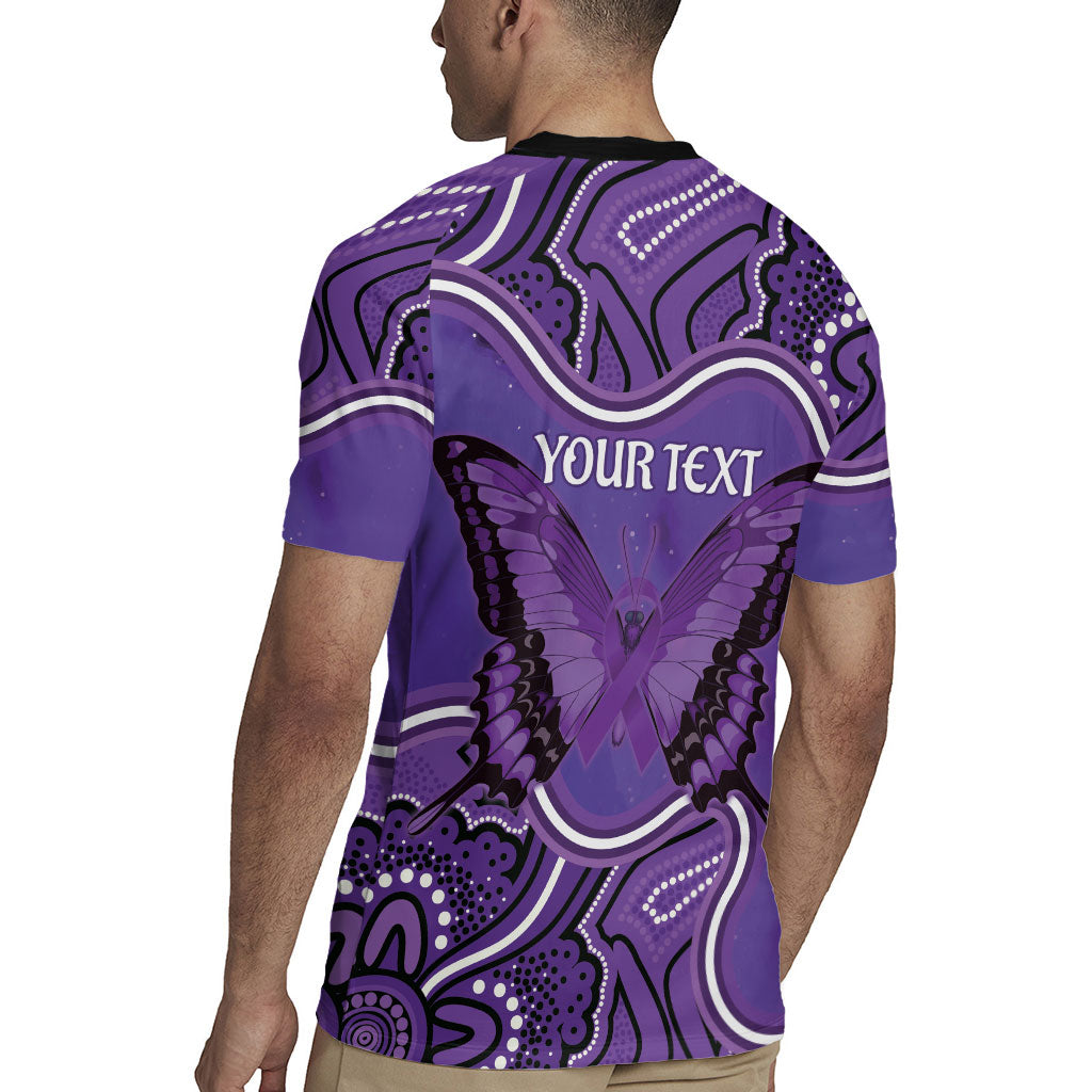 Australia Lupus Support Month Personalised Rugby Jersey Butterfly Purple Ribbon Invisible Illness Indigenous Art